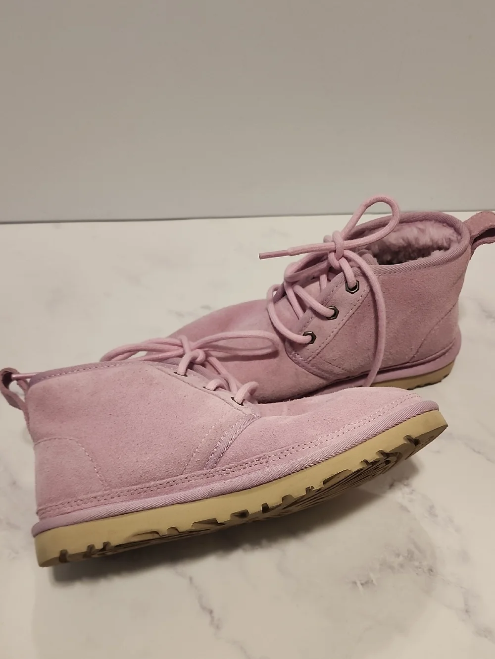 Ugg Pink Suede Lace-Up Boots